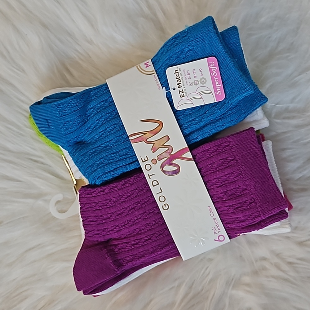 Gold Toe Girls' 6 Pack Texture Crew